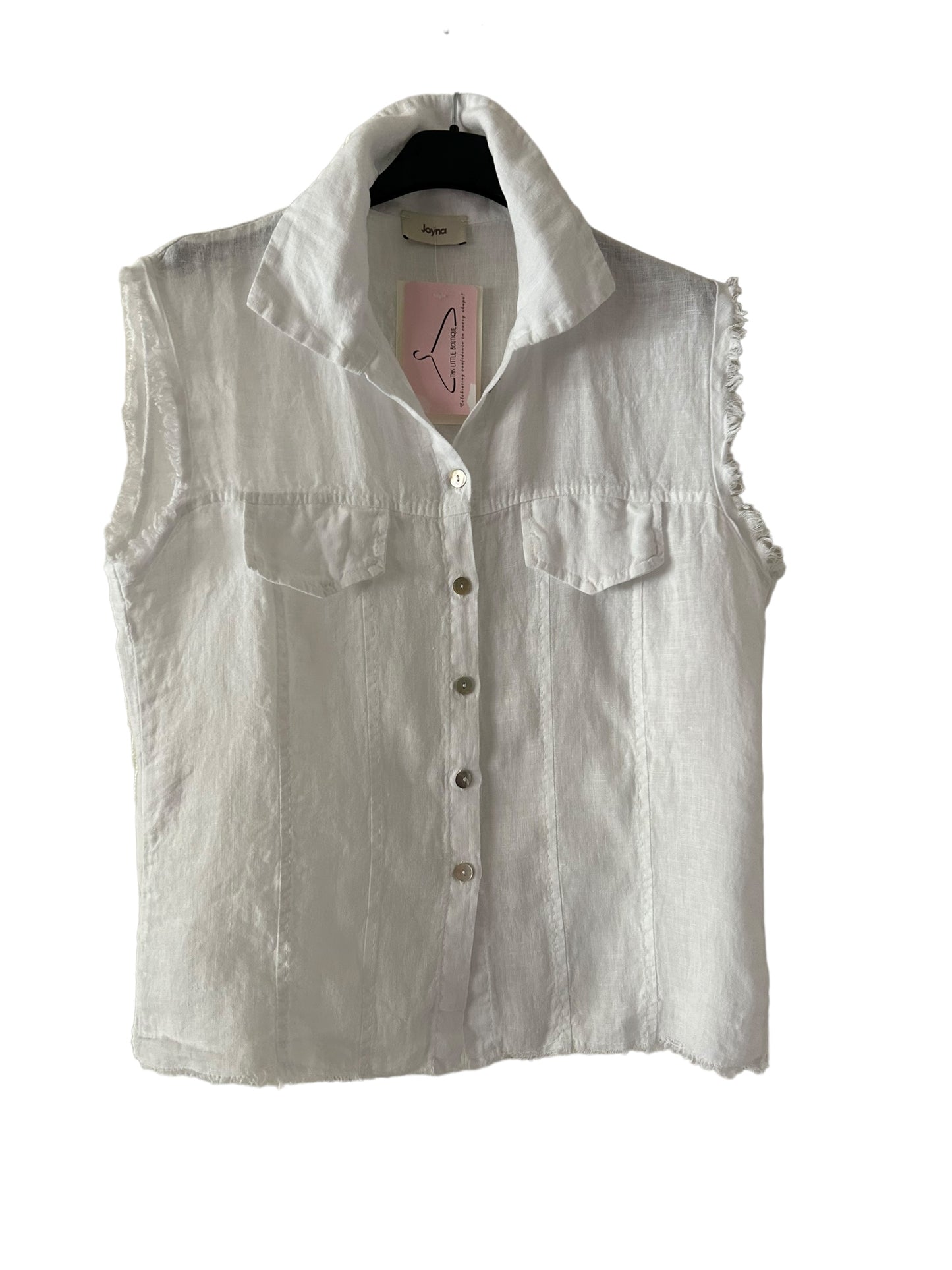 Antonia white linen waistcoat style top