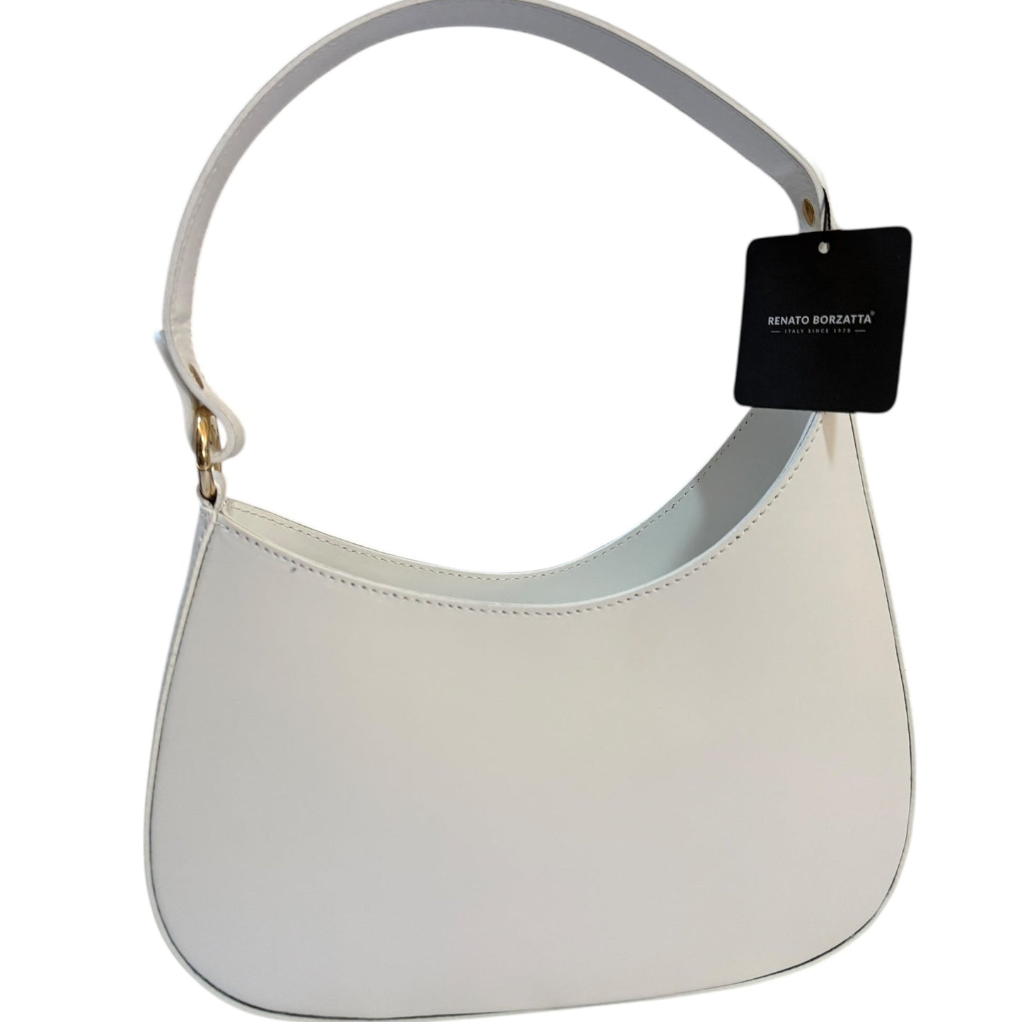 Slim White Italian Leather Bag