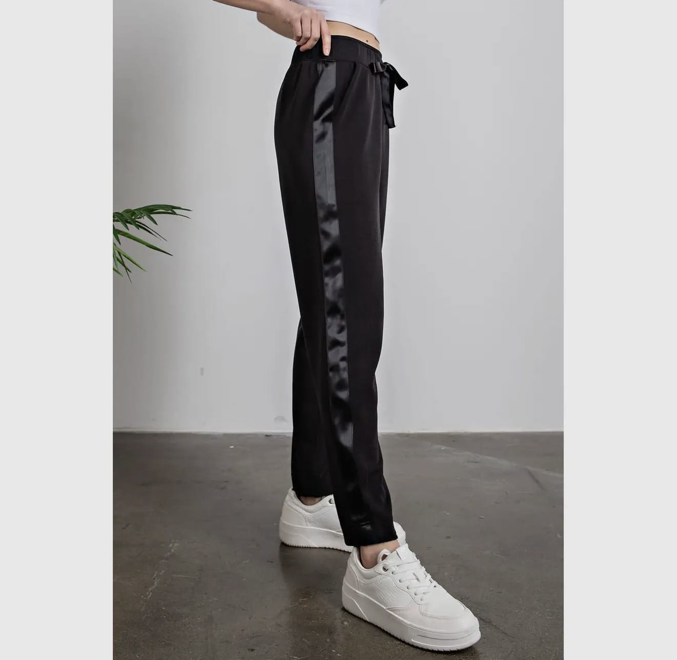 Modal Scuba Jogger with Side Satin Detail Modal Scuba Jogger with Side Satin Detail