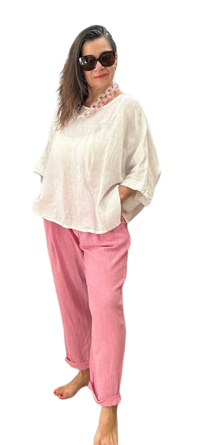 Strawberry pink summer breeze tapered pants