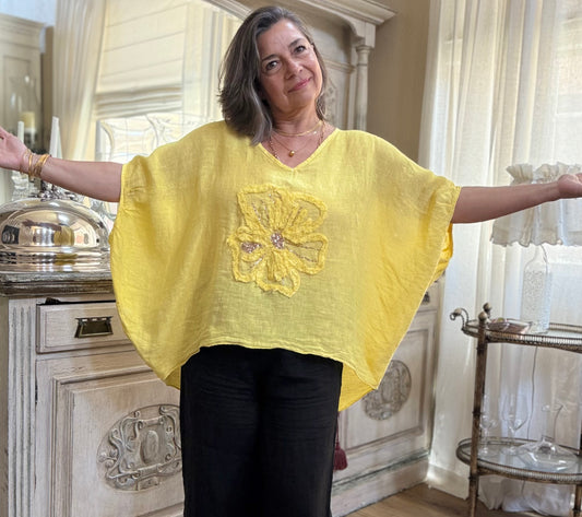 Tuscan Lagenlook Linen Top