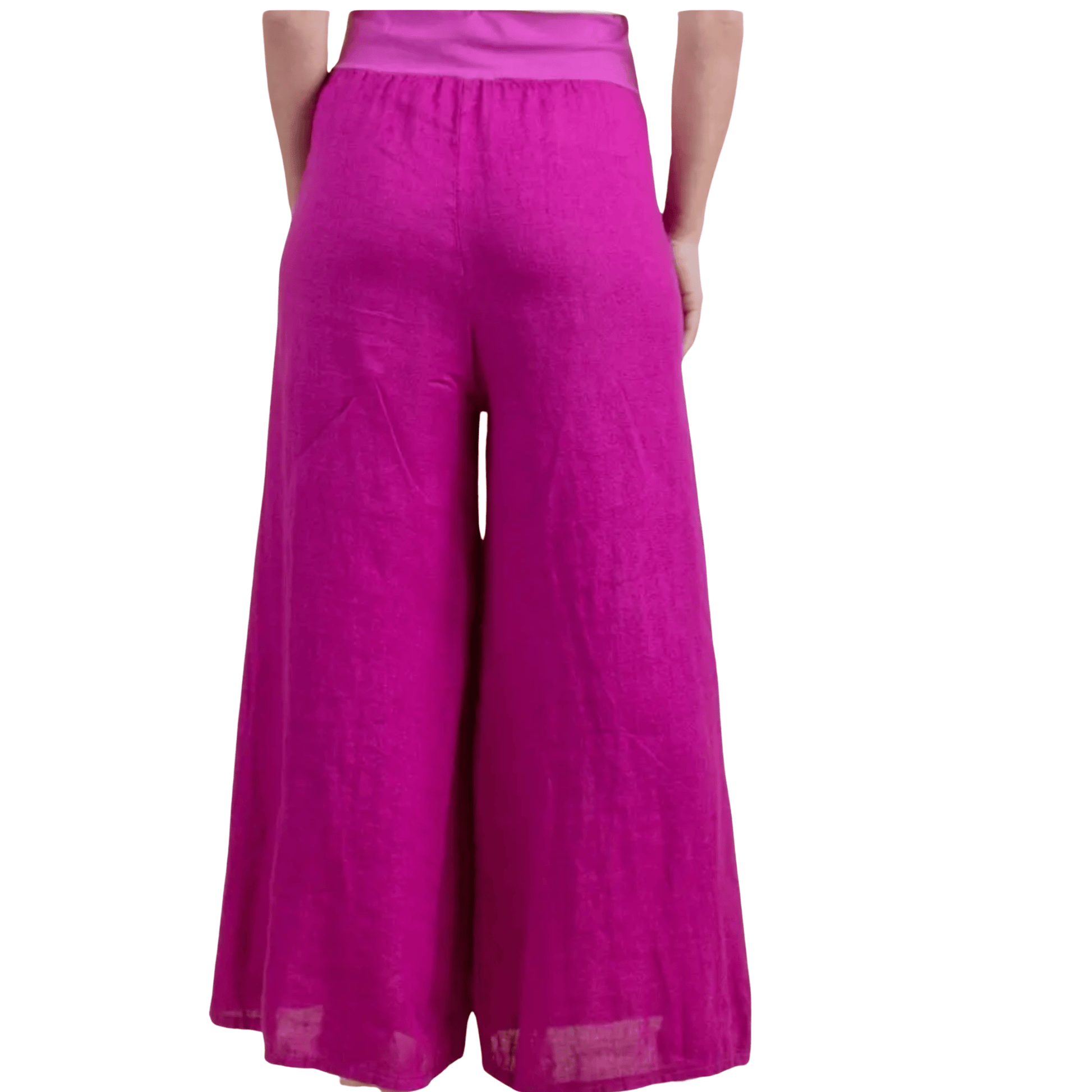 Magenta Wide Leg Linen Pants Magenta Wide Leg Linen Pants