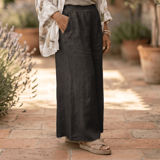 Amalfi Wide Leg Linen Pants Women's Wide Leg Italian Linen Pants Lightweight Summer One Size