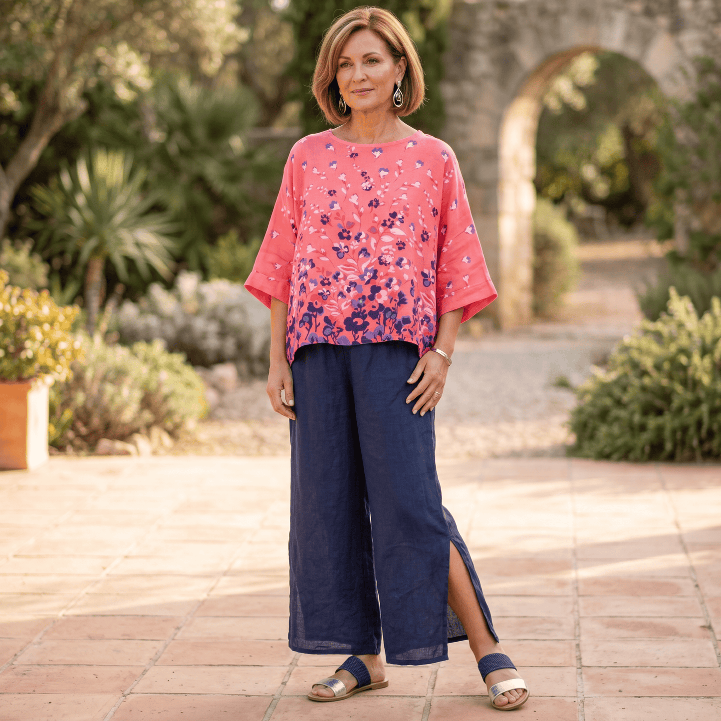 Lucia Floral Linen Top