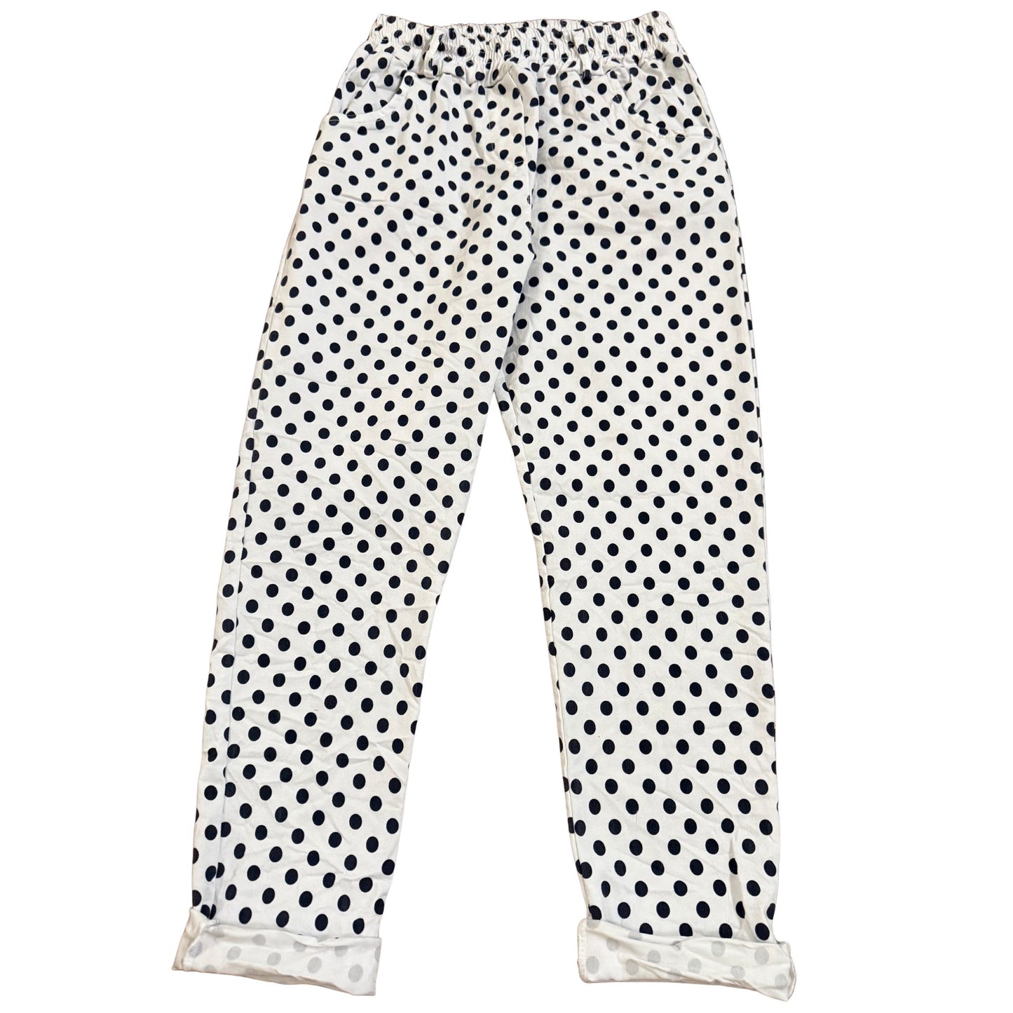 Navy Polka Dot Italian Magic Pants