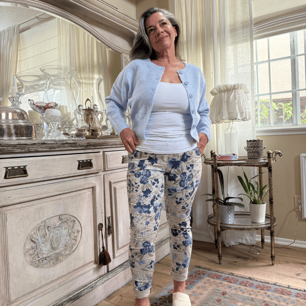 Floral Fusion Italian Magic Pants Women's Floral Italian Stretch Pants Wide Leg One Size 4-12