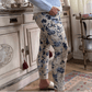 Floral Fusion Italian Magic Pants Women's Floral Italian Stretch Pants Wide Leg One Size 4-12
