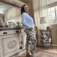 Floral Fusion Italian Magic Pants Women's Floral Italian Stretch Pants Wide Leg One Size 4-12