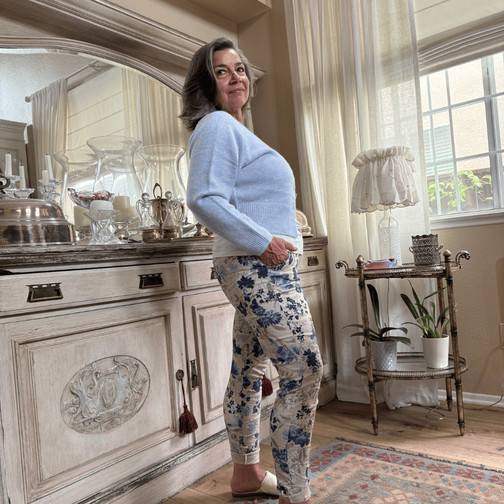 Floral Fusion Italian Magic Pants Women's Floral Italian Stretch Pants Wide Leg One Size 4-12