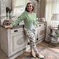 Floral Fusion Italian Magic Pants Women's Floral Italian Stretch Pants Wide Leg One Size 4-12