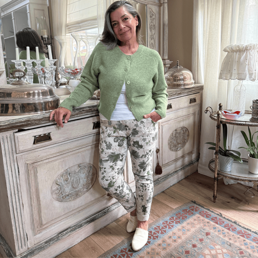 Floral Fusion Italian Magic Pants Women's Floral Italian Stretch Pants Wide Leg One Size 4-12