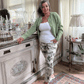 Floral Fusion Italian Magic Pants Women's Floral Italian Stretch Pants Wide Leg One Size 4-12