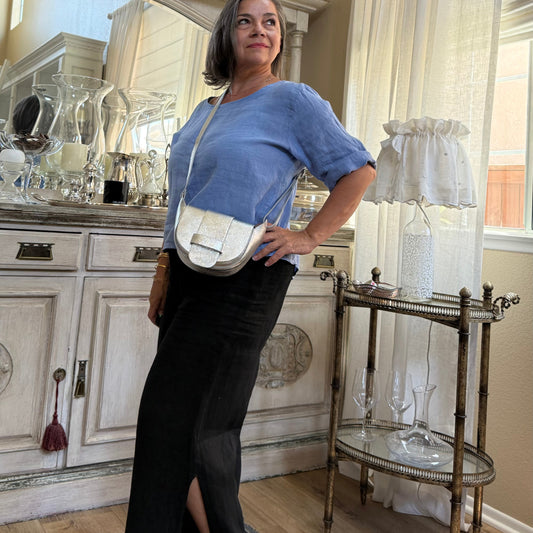 Margot metallic silver leather bag