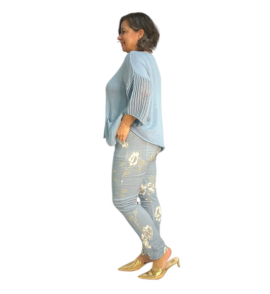 Blue Desert Rose Italian Magic Pants