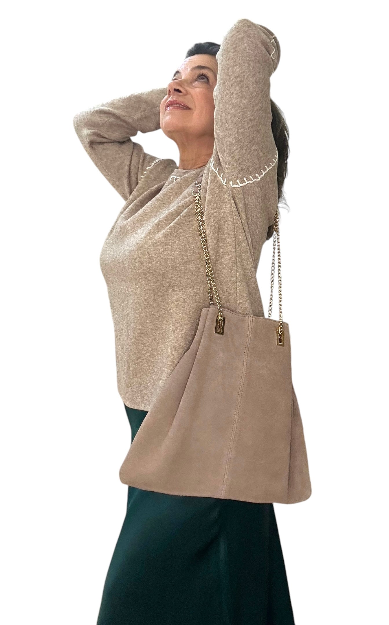 Jenna sweater with blanket stitch detail