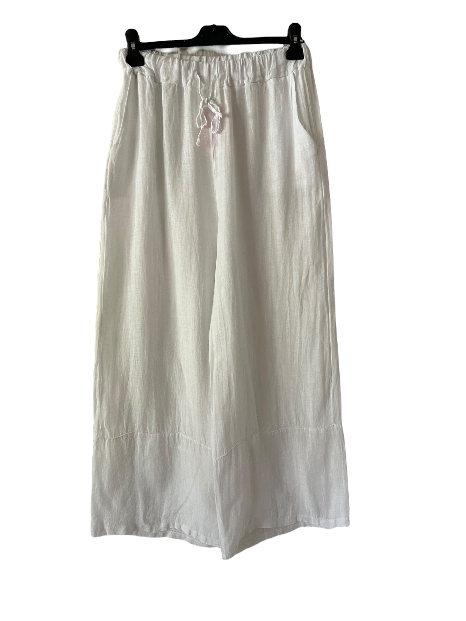 Antonia white flowy linen pants