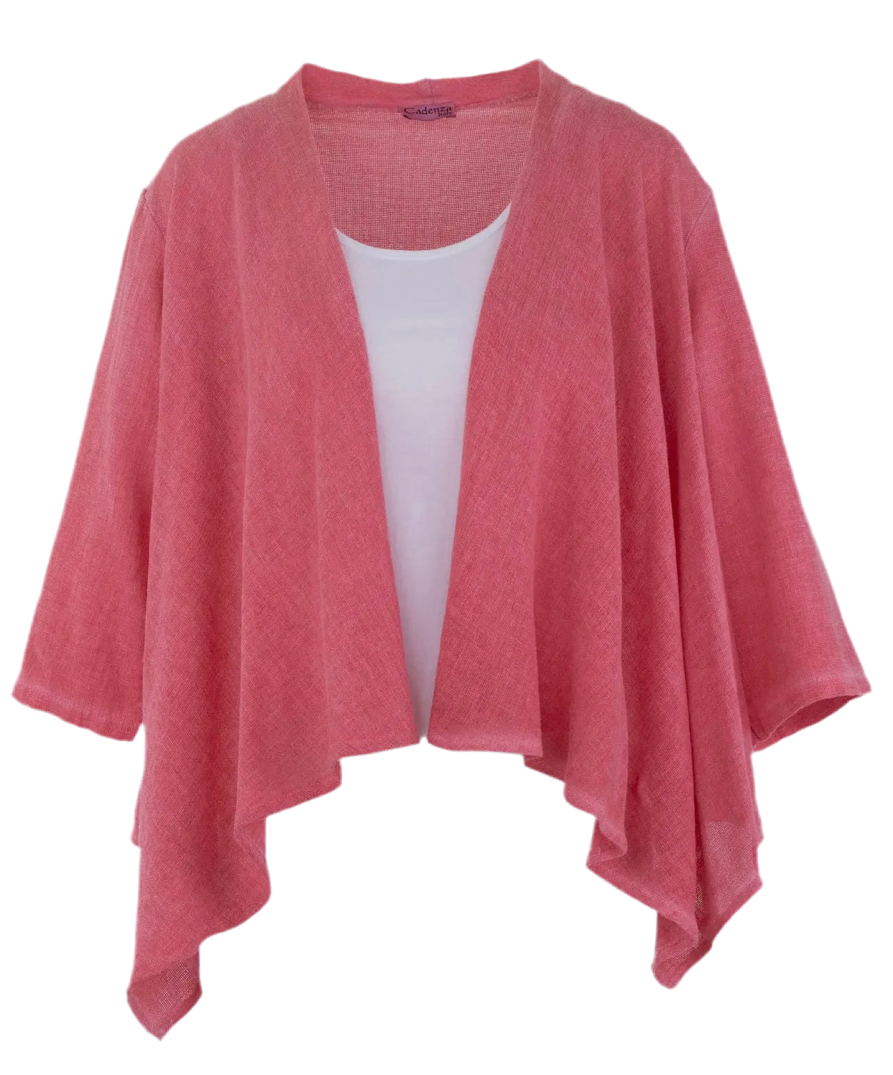 Coral linen waterfall jacket