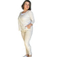 Beige Italian Magic Pants With a Subtle Chic Glam Side Panel