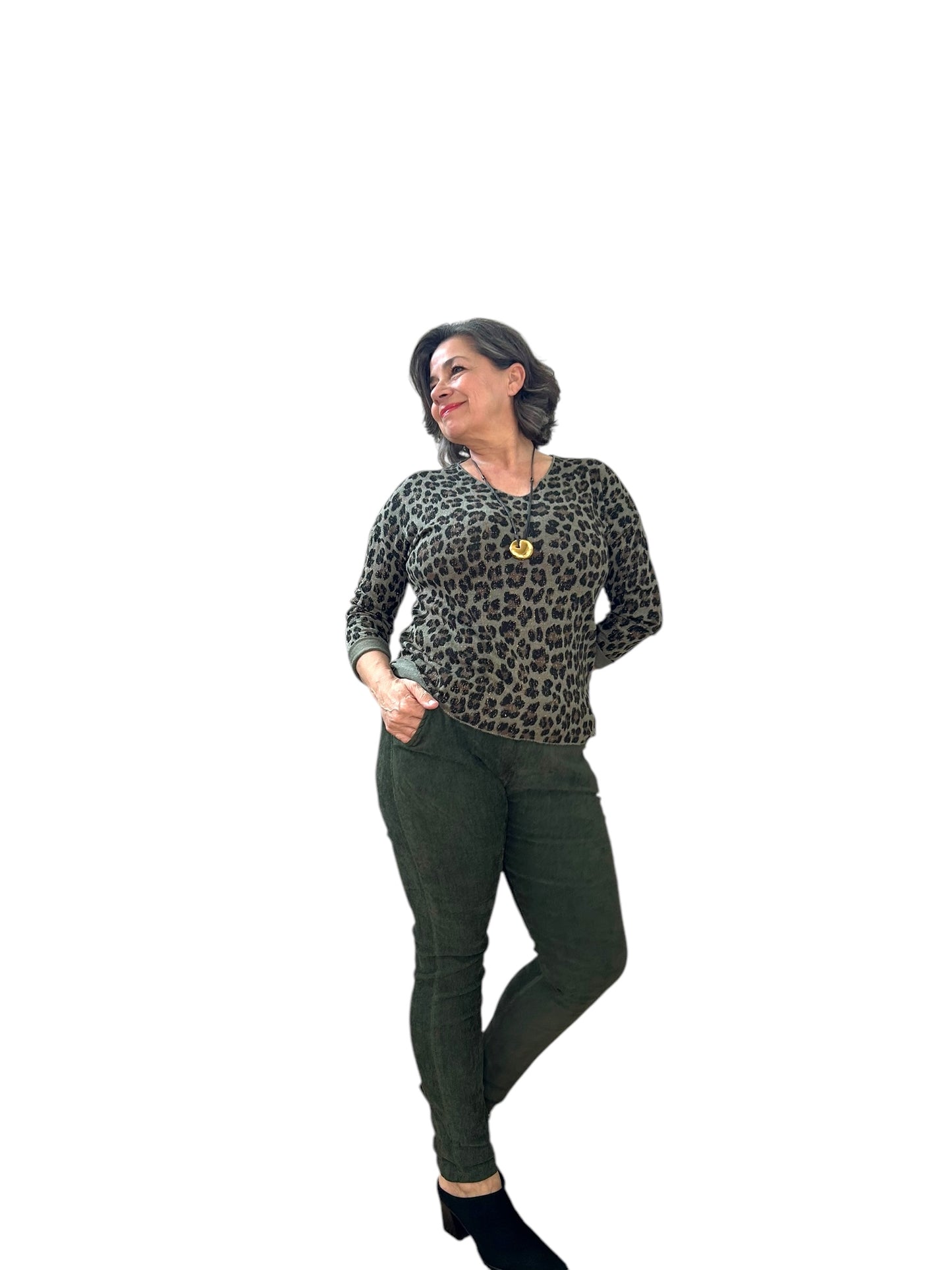 Forest green fine corduroy Italian Magic pants