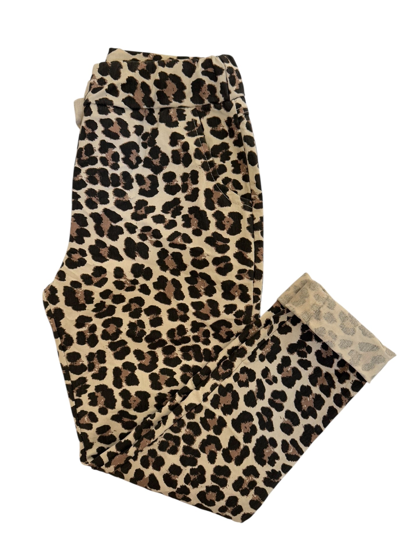 Chic Leopard Print Italian Magic Pants