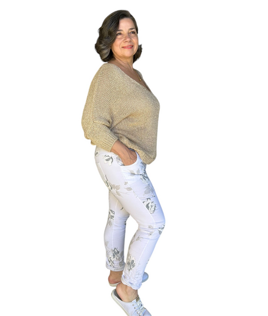 White Desert Rose Italian Magic Pants