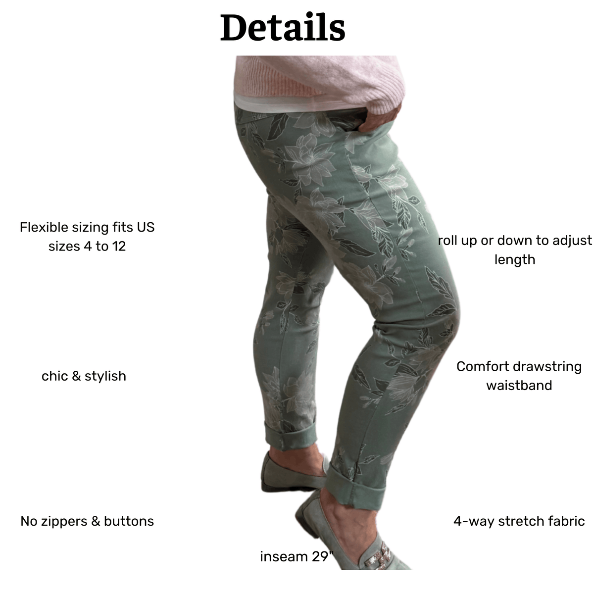Sage Floral Italian Magic Pants