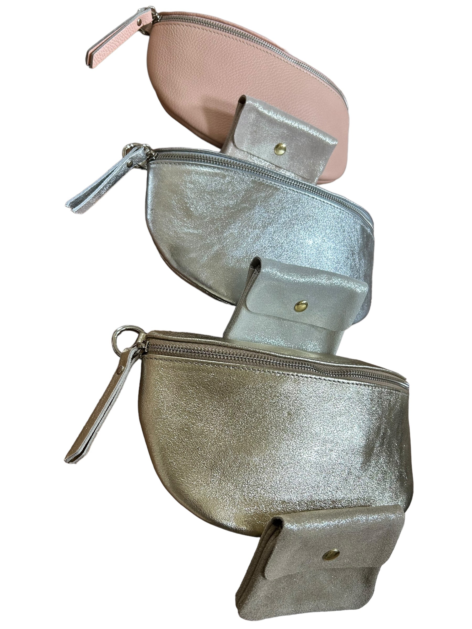 Metallic silver grande Georgia leather crossbody bag