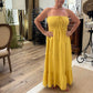 Angela yellow maxi linen dress