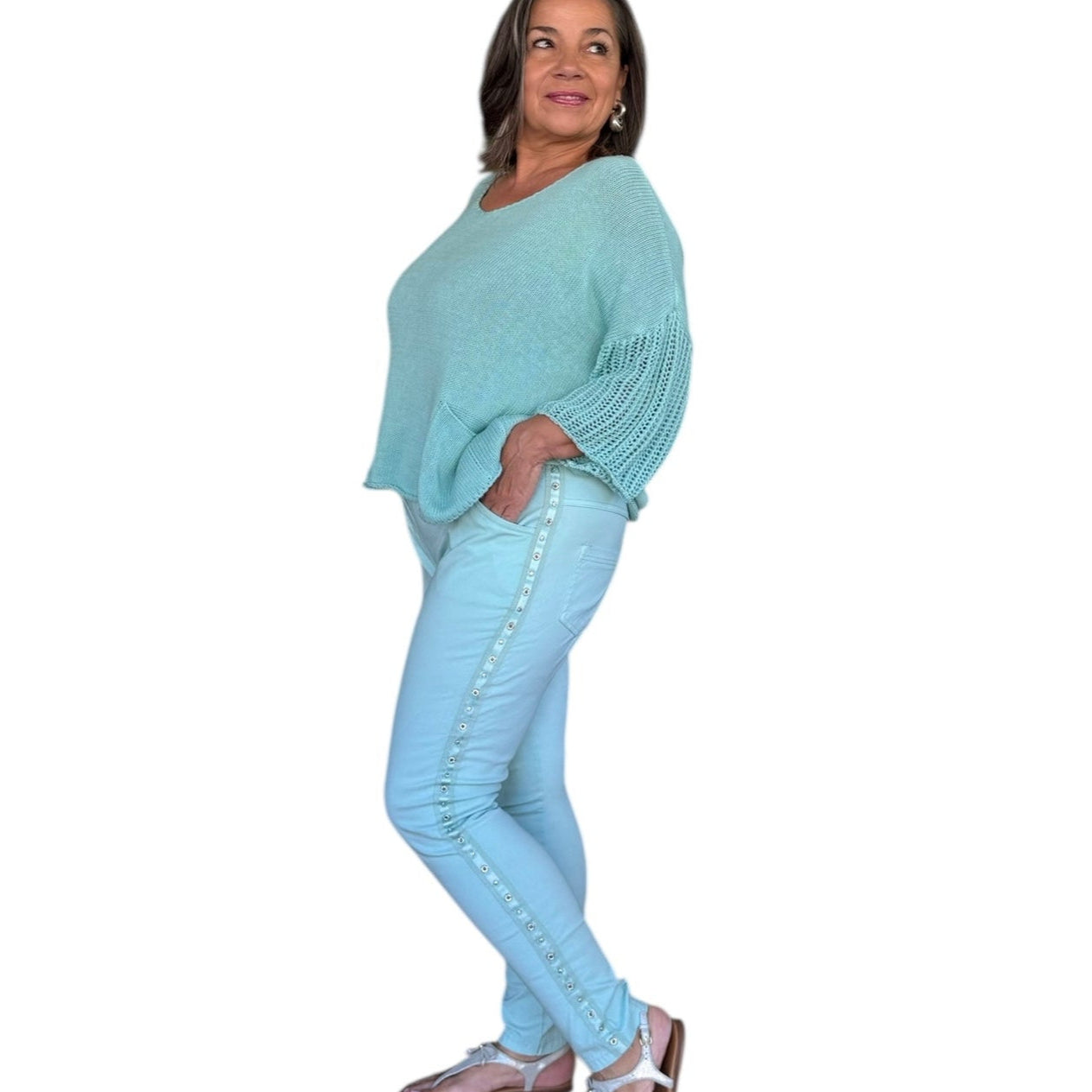 * BEST SELLER *  Studs & diamante Italian magic pants