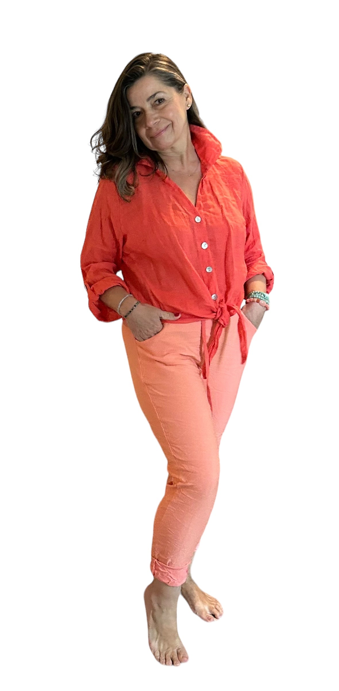 Light coral breeze Italian pants