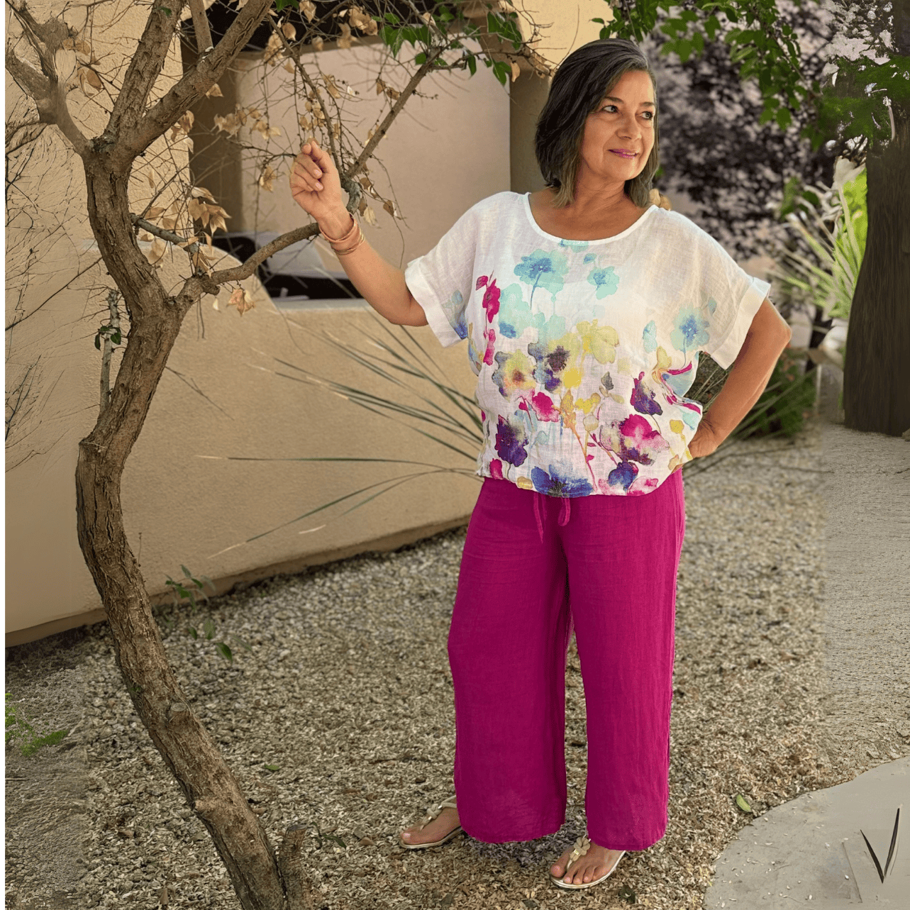 Flo Linen Capri Pants - Our Best-Selling Summer Essential White Flo Linen Capri Pants with a Side Slit | Linen Resort Wear