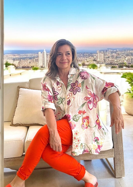 Floral linen blouse