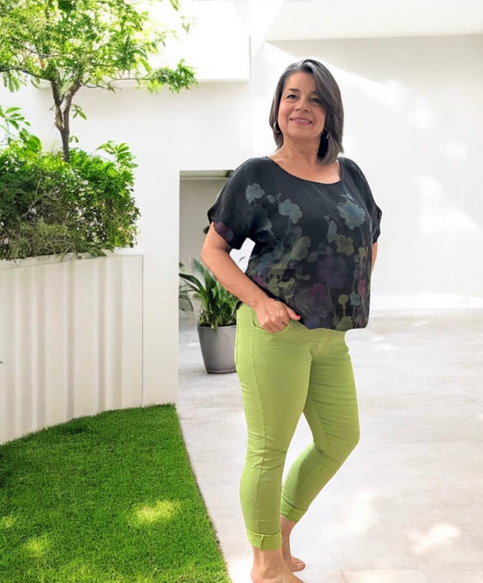 Black Flora Linen Top *BEST SELLER*