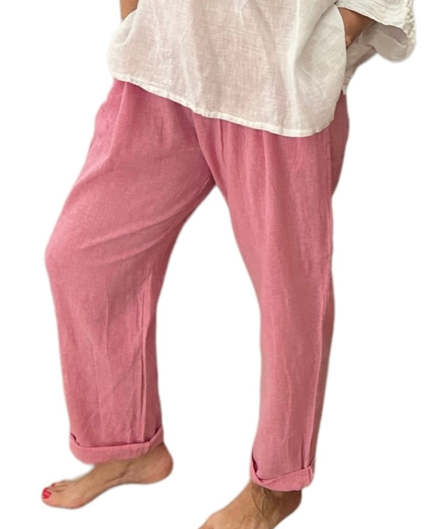 Strawberry pink summer breeze tapered pants