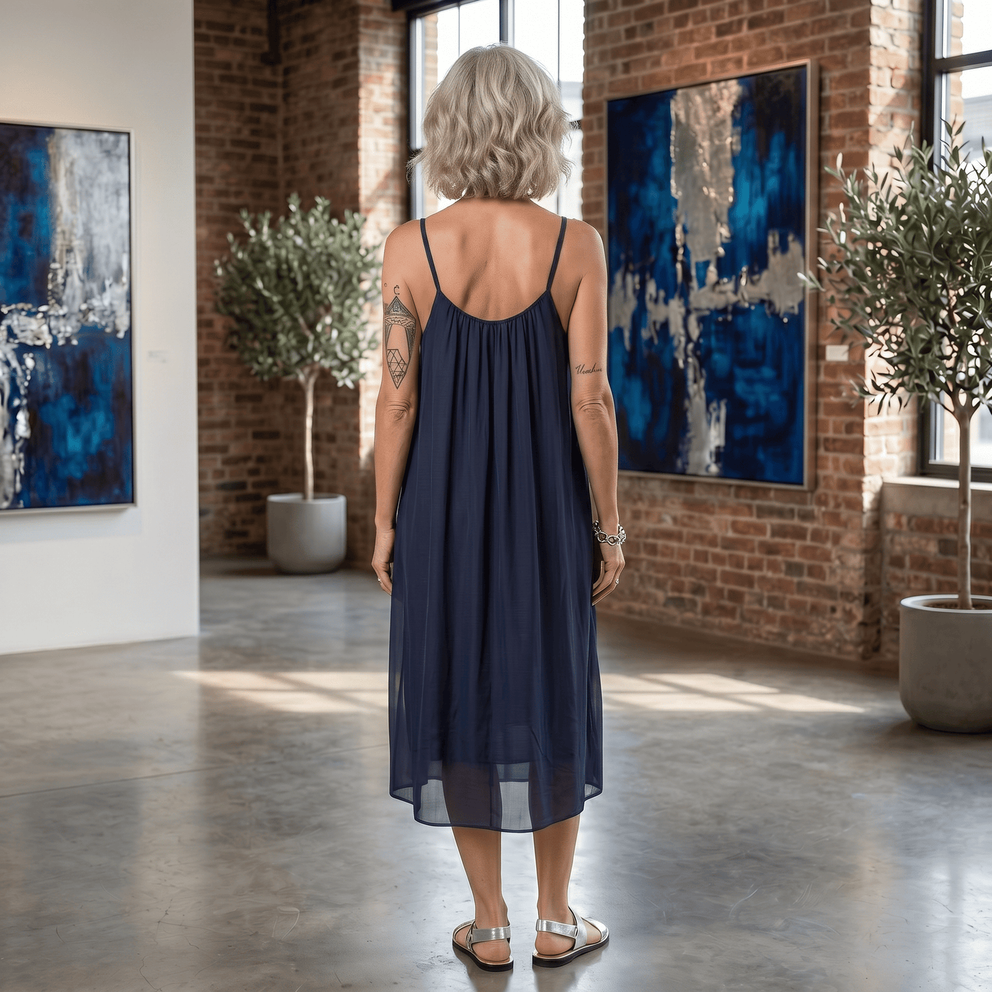 Navy Blue Twilight Silk Dress Navy Blue Twilight Silk Dress