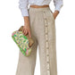 Venezia oatmeal wide leg linen pants