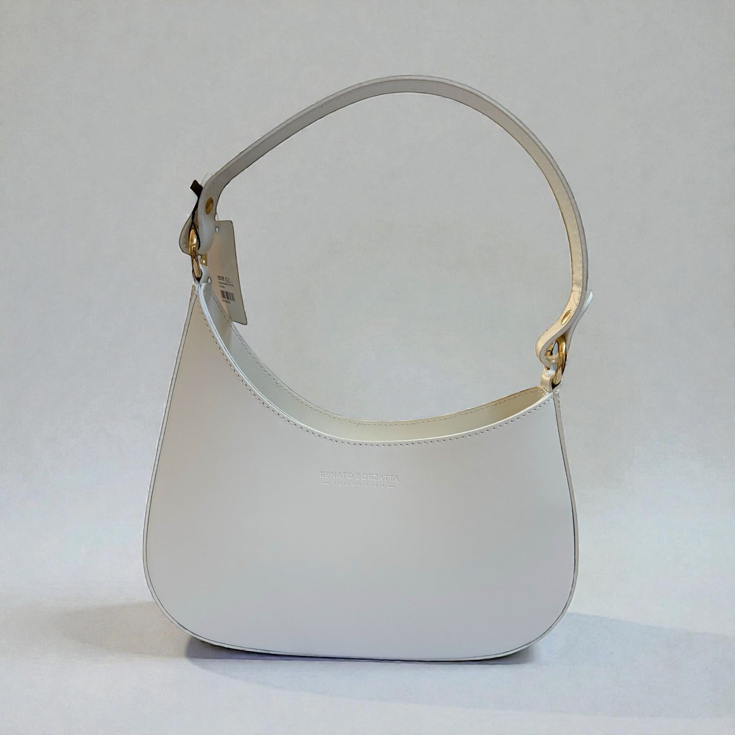 Slim White Italian Leather Bag