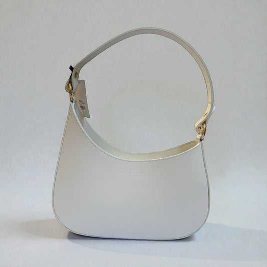 Slim White Italian Leather Bag