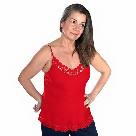 Summer Grace Linen & Lace tank top