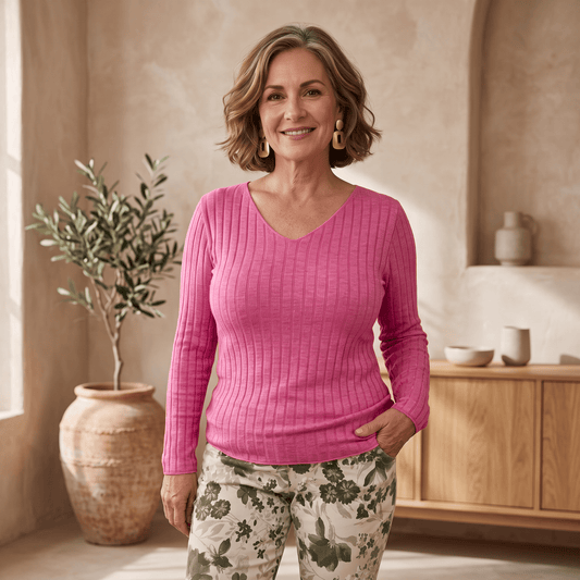 Ultra Soft Everyday Rib Knit Top Ultra Soft Everyday Rib Knit Top One Size Fits US Sizes 4 to 12 / Fuschia pink
