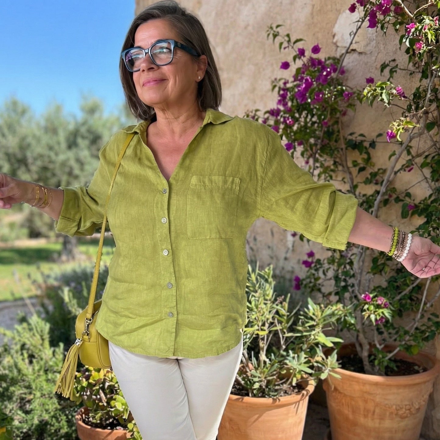 Pistachio Green Classic Linen Top