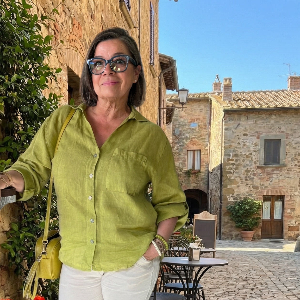 Pistachio Green Classic Linen Top