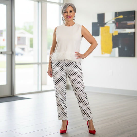 Navy Polka Dot Italian Magic Pants