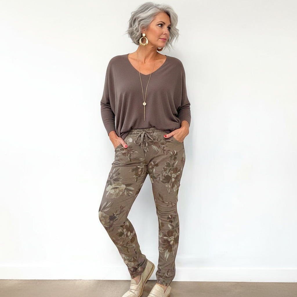 Floral Ember Italian Magic Pants
