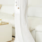White Linen Palazzo Pants With Button Detail