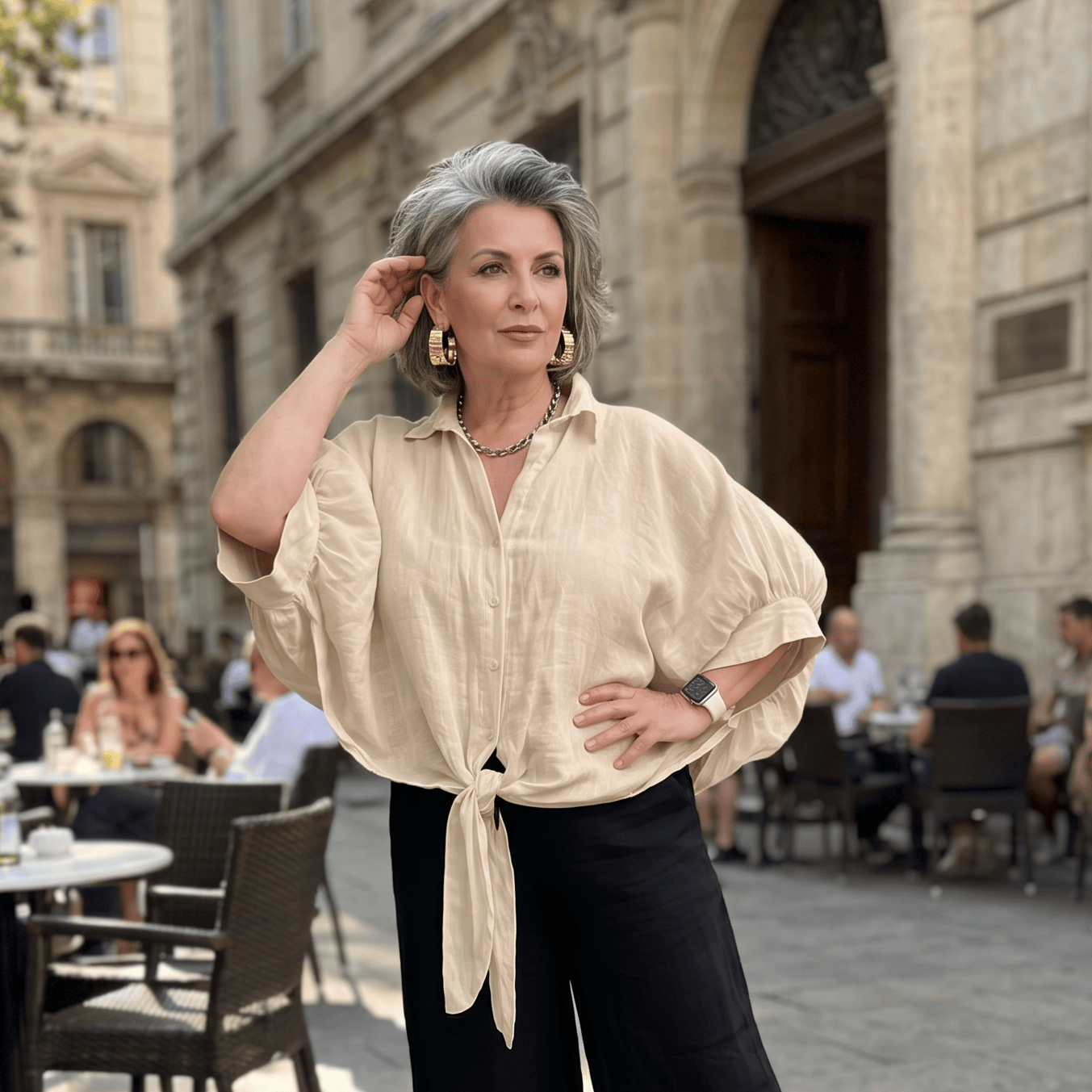 Soft Knot Linen Shirt Women's Italian Linen Shirt Soft Knot Detail Lightweight One Size