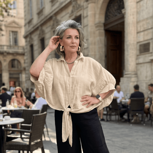 Soft Knot Linen Shirt Women's Italian Linen Shirt Soft Knot Detail Lightweight One Size