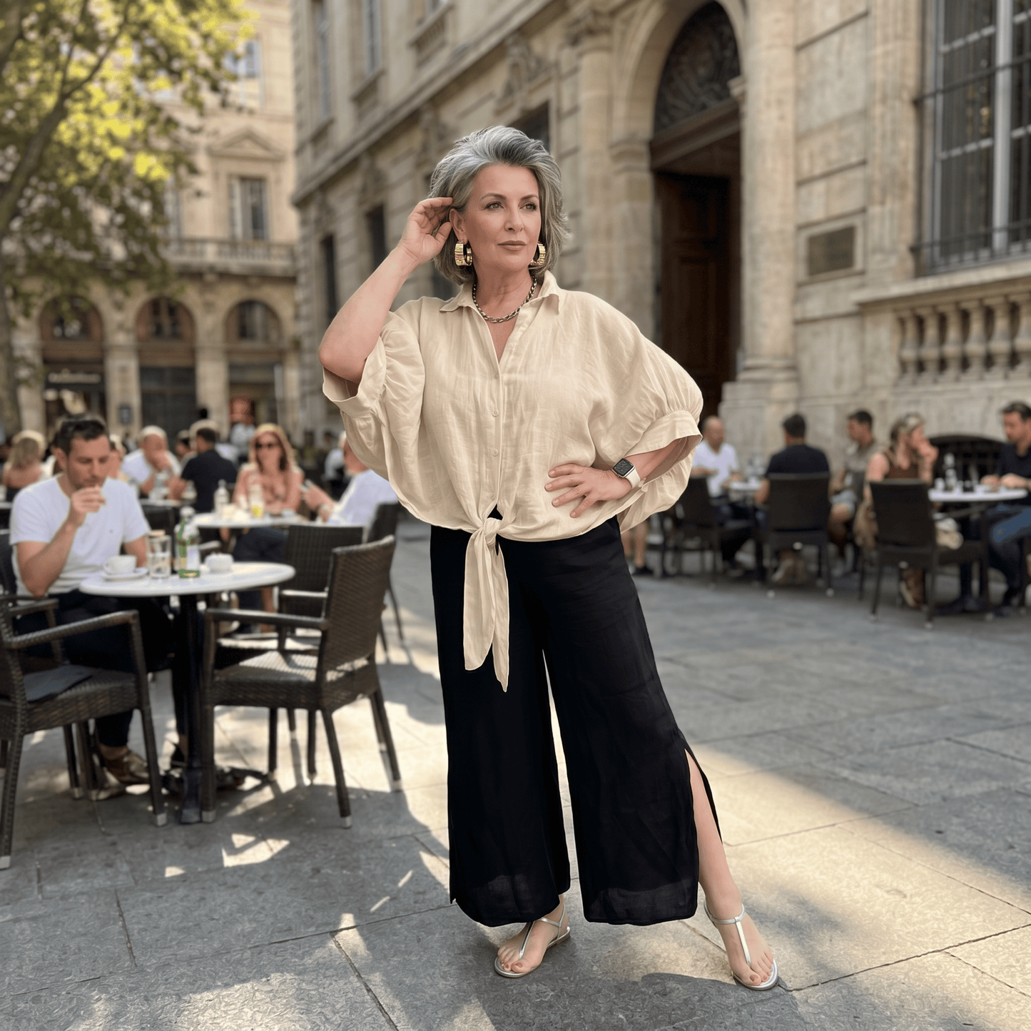 Soft Knot Linen Shirt Women's Italian Linen Shirt Soft Knot Detail Lightweight One Size