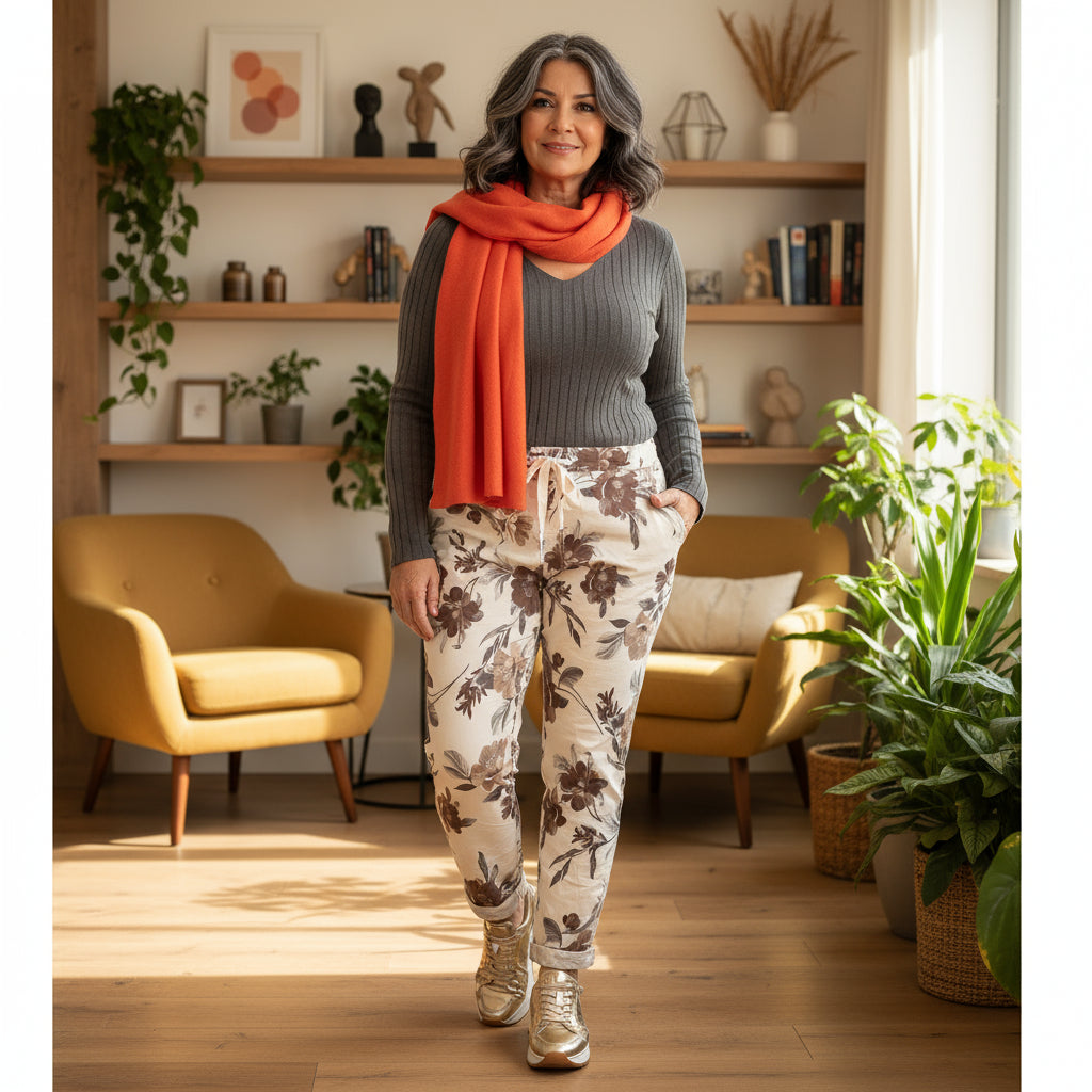 Floral Ember Italian Magic Pants