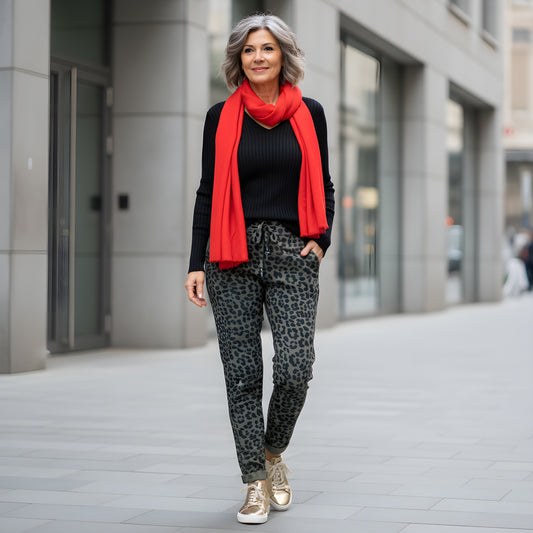 Chic Leopard Print Italian Magic Pants